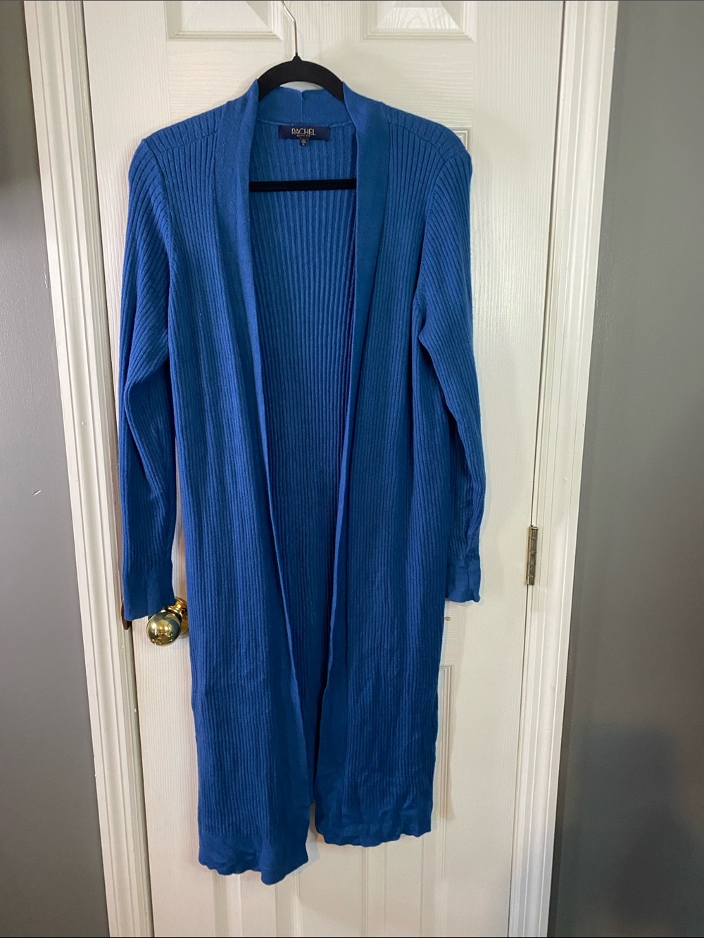 Rachel Roy Vibrant Blue Ribbed Open Cardigan Size XLarge.